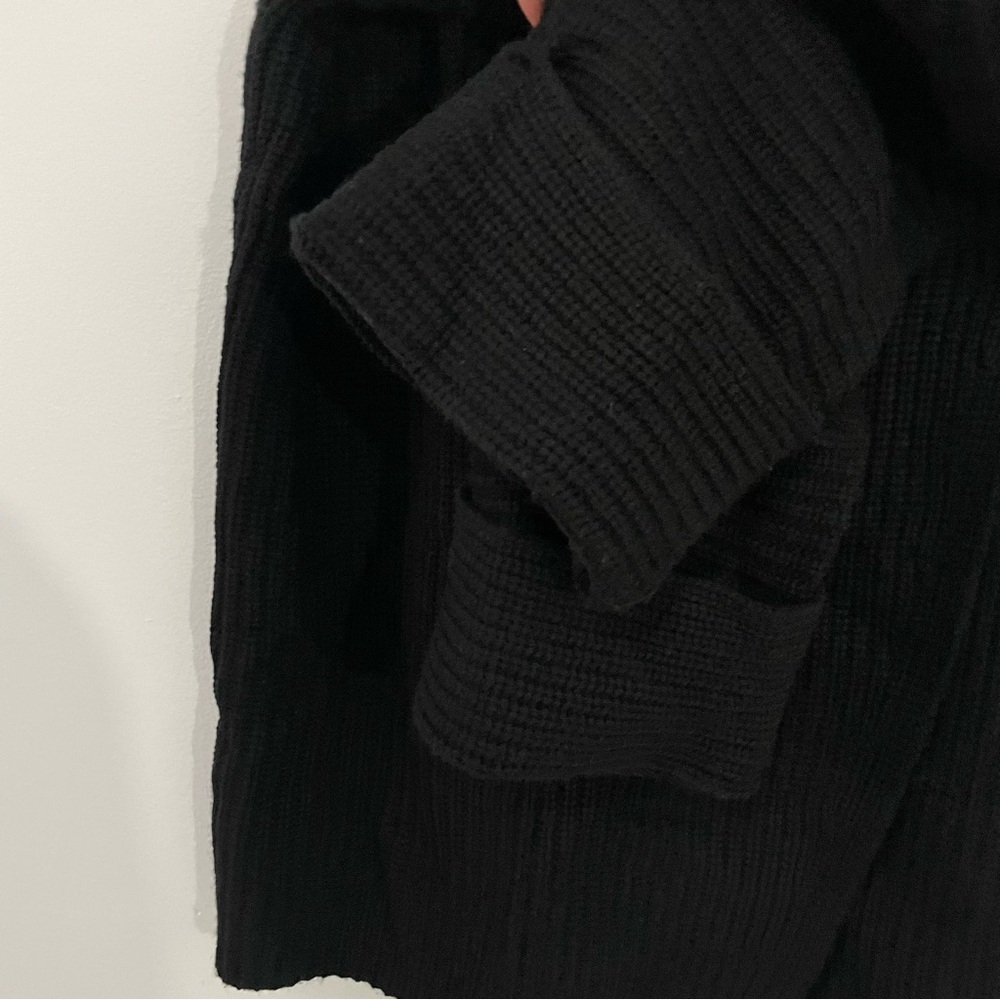 Athleta Black Merino Wool Cashmere Cowl Neck Split Front Sweater Oversized M - Picture 9 of 16